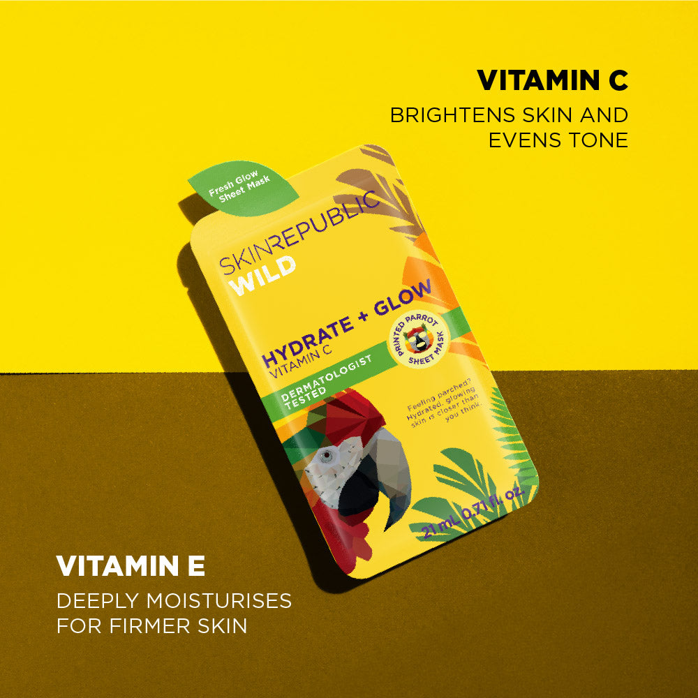Hydrate + Glow Vitamin C Parrot Face Mask Sheet