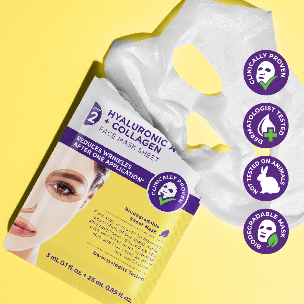 2 Step Hyaluronic Acid + Collagen Face Mask