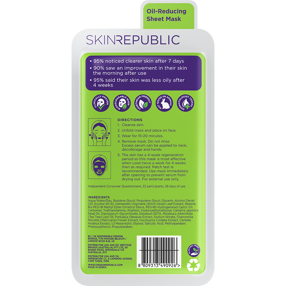 Spots + Blemish Face Mask Sheet Skin Republic South Africa Shop