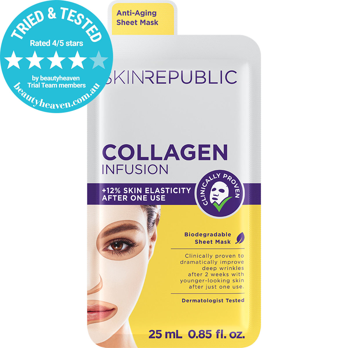 Skin Republic Collagen Infusion Face Mask Sheet — award winning 27% increase in skin firmness