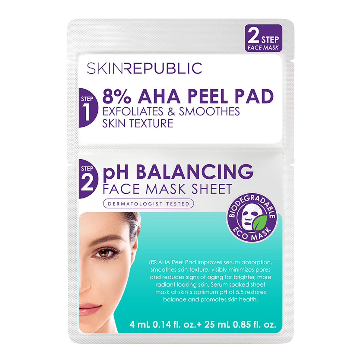 2 Step 8% AHA Peel Pad + pH Balancing Face Mask | Skin Republic SA