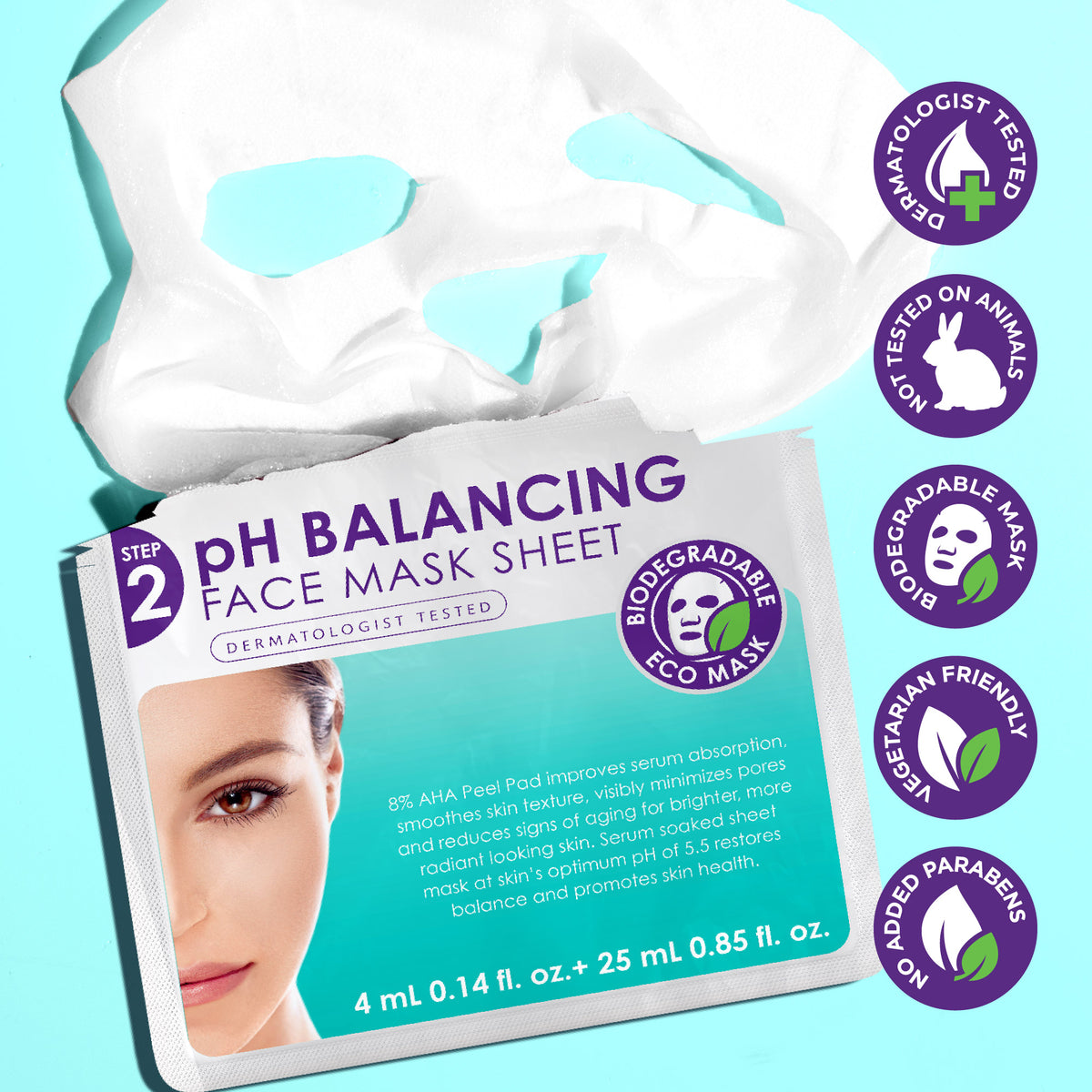 2 Step 8% AHA Peel Pad + pH Balancing Face Mask