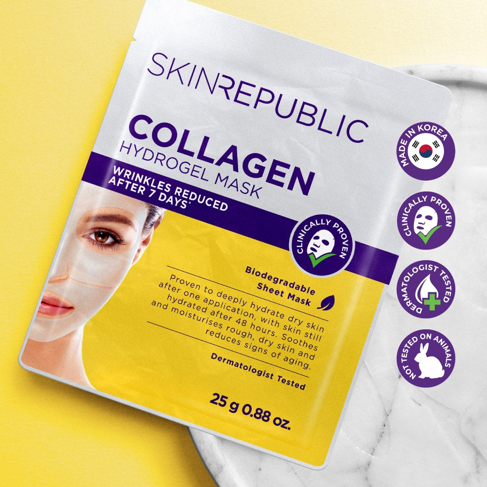 Skin Republic Collagen Hydrogel Face Mask, 25g — wrinkles reduced after 7 days, made in Korea, dermatologist tested