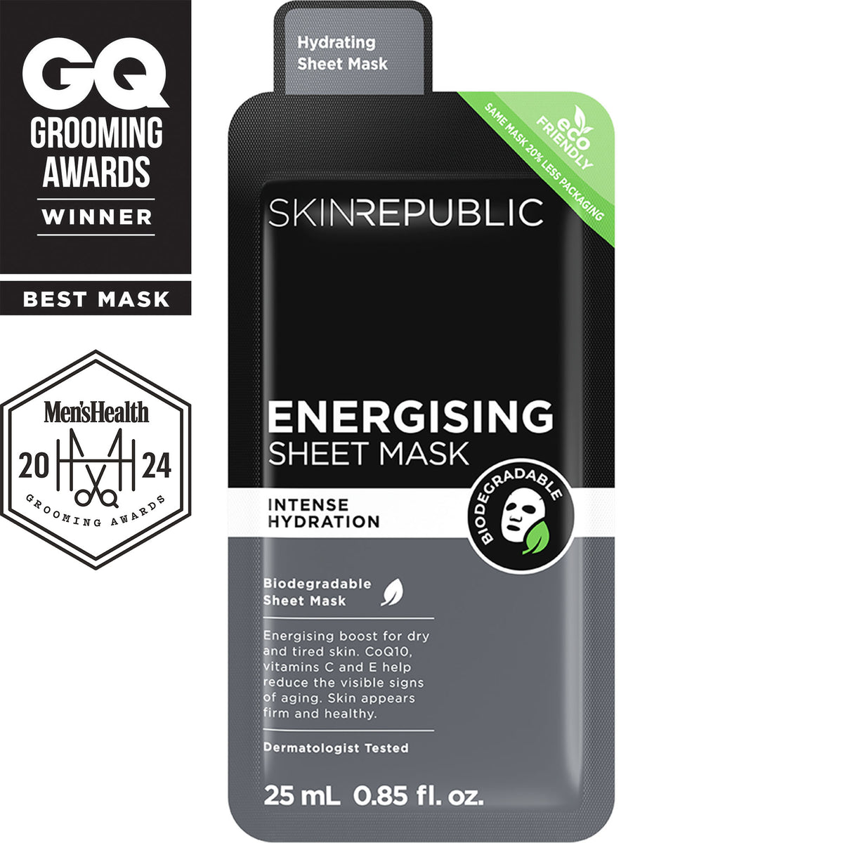 Skin Republic Energising Face Mask Sheet for Men — CoQ10 anti-aging sheet mask