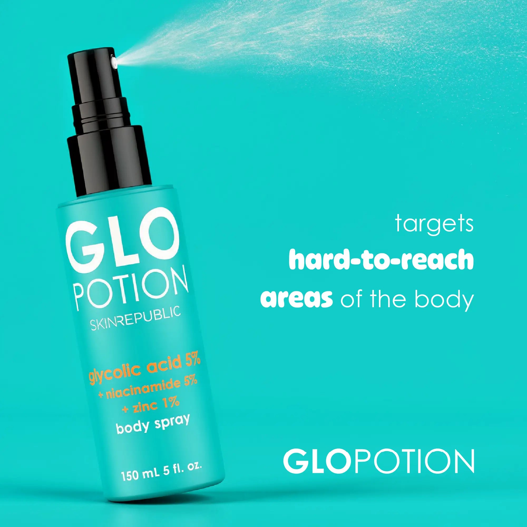 Glycolic Acid 5% + Niacinamide 5% + Zinc Body Spray | GloPotion SA