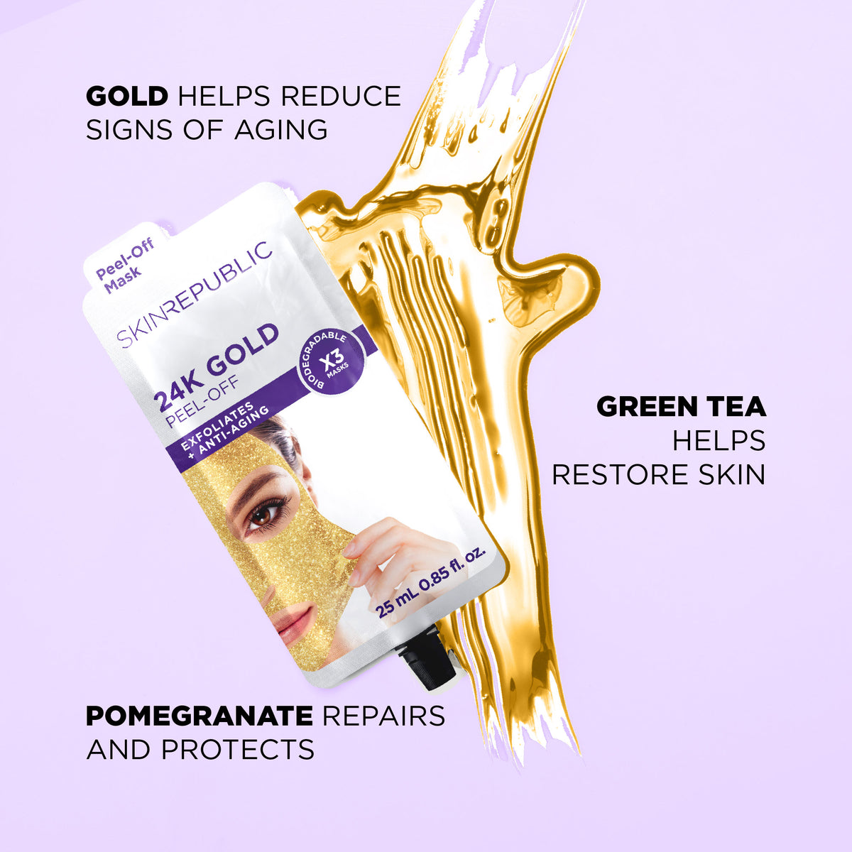 24K Gold Peel-Off Face Mask (3 Applications)