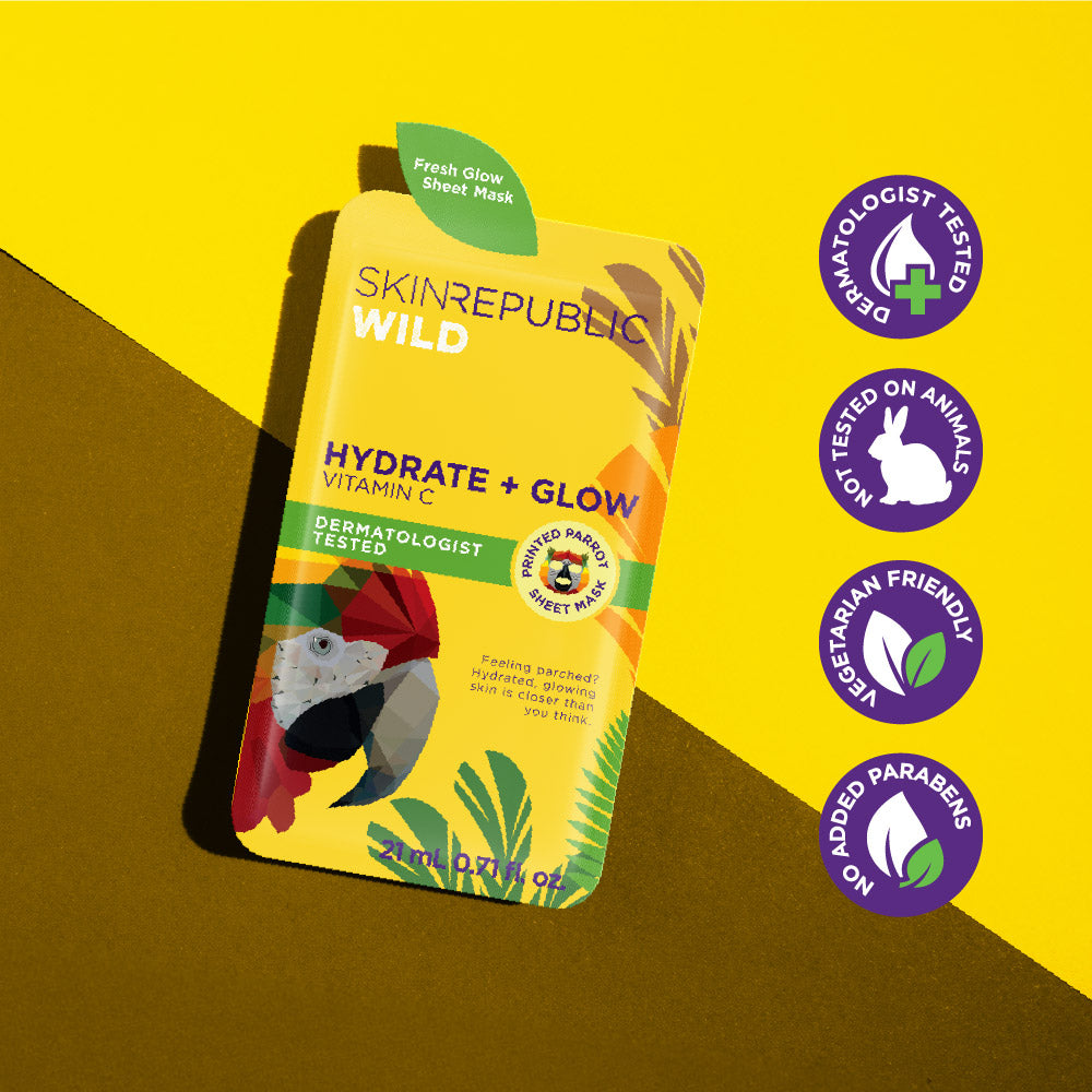Hydrate + Glow Vitamin C Parrot Face Mask Sheet