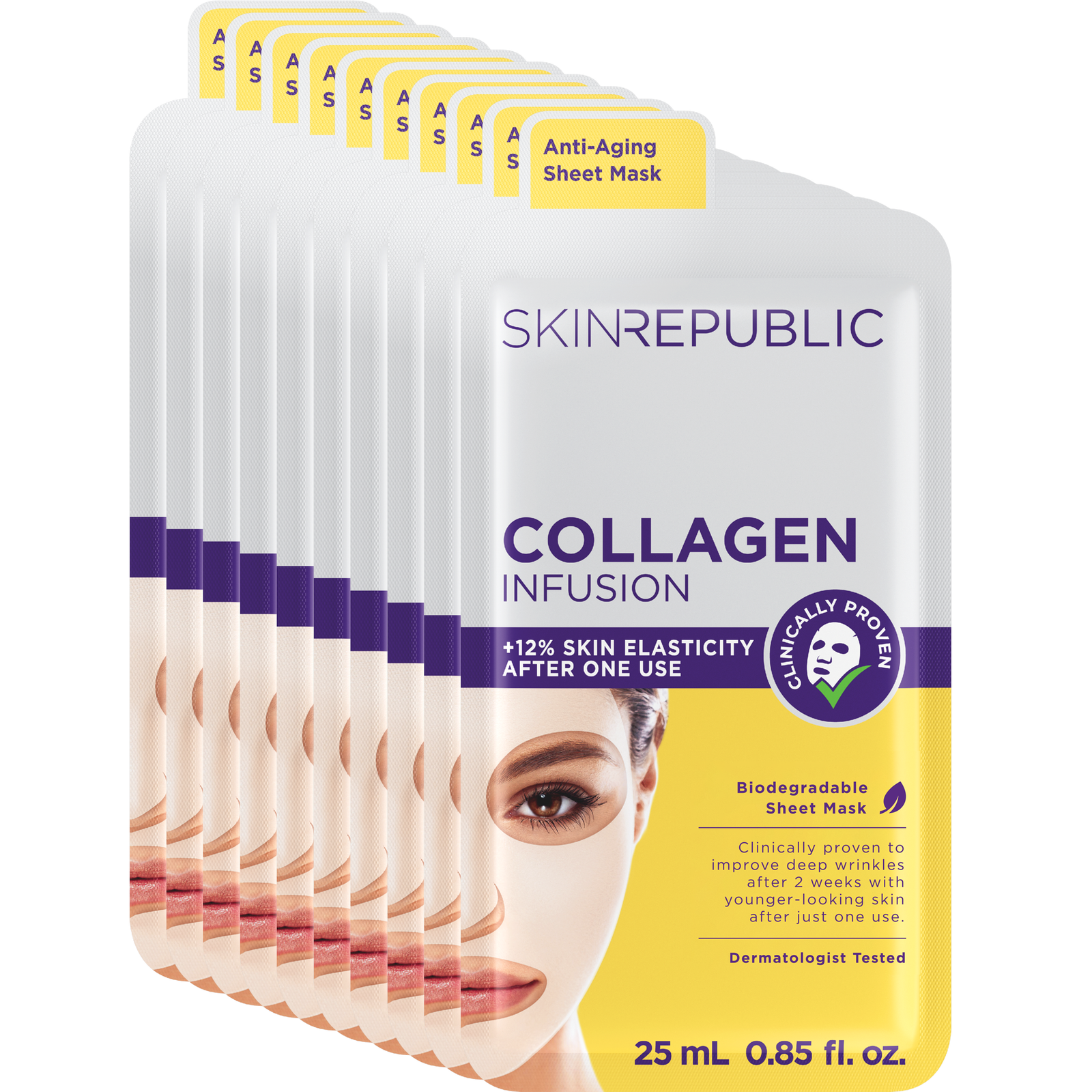 Pack of 10 Collagen Infusion Face Mask Sheet (includes 2 FREE masks)