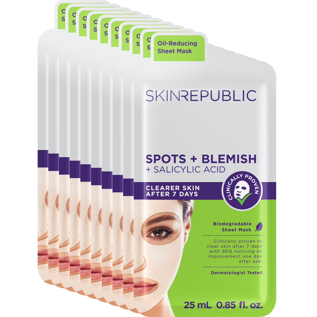 Pack of 10 Spots + Blemish Face Mask Sheet (includes 2 FREE masks)