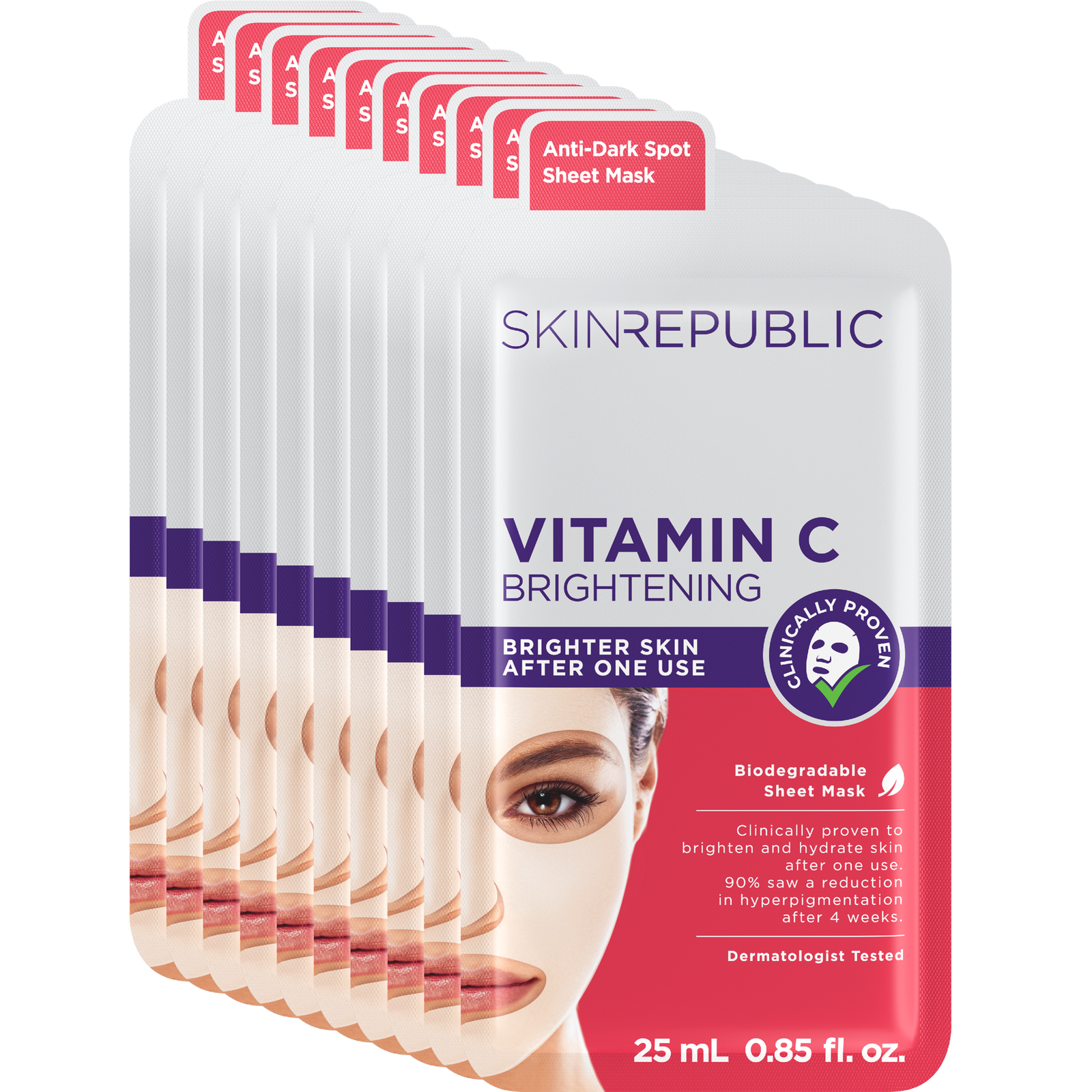 Pack of 10 Vitamin C Brightening Face Mask Sheet