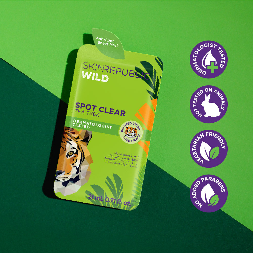 Spot Clear Tea Tree Tiger Face Mask Sheet