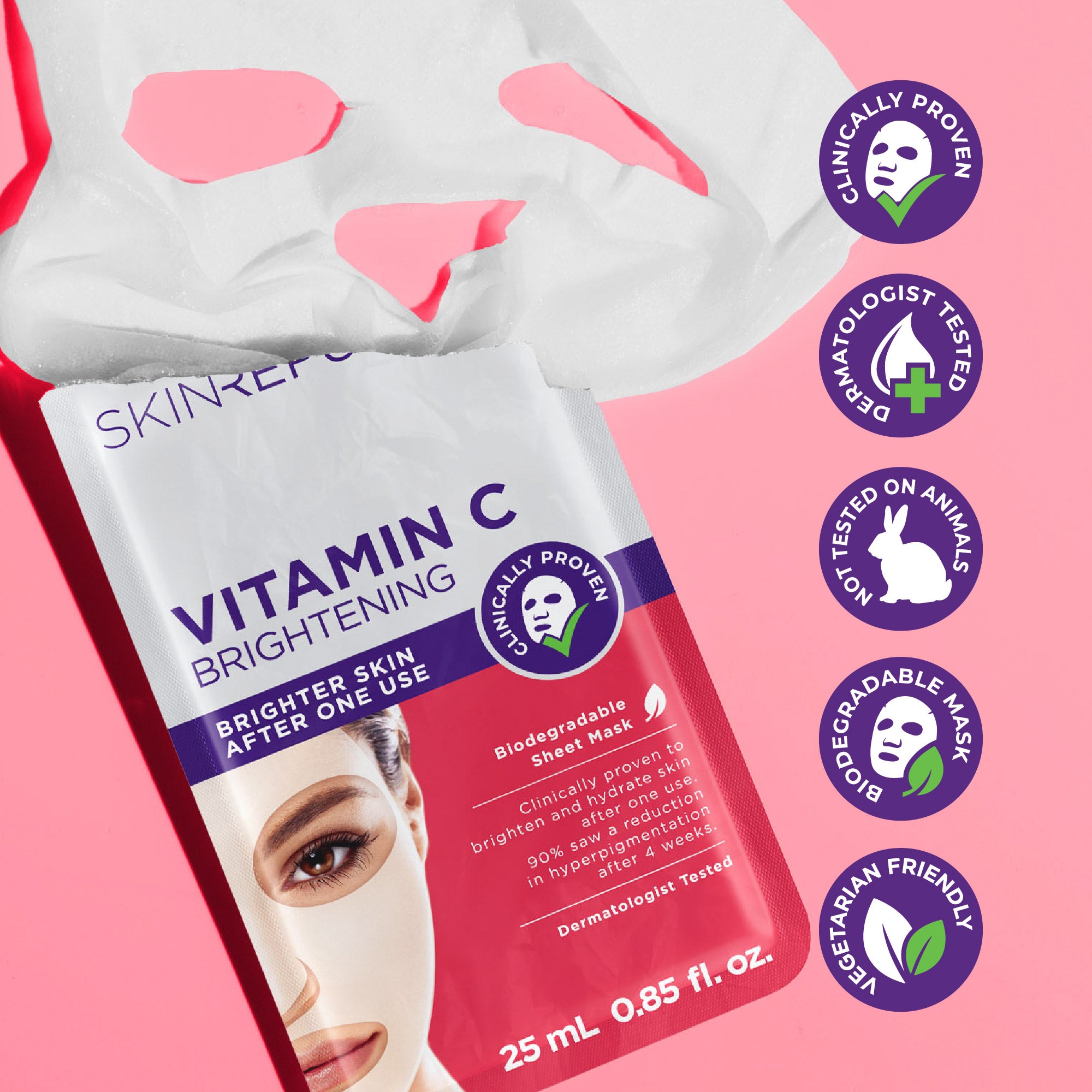 Pack of 10 Vitamin C Brightening Face Mask Sheet