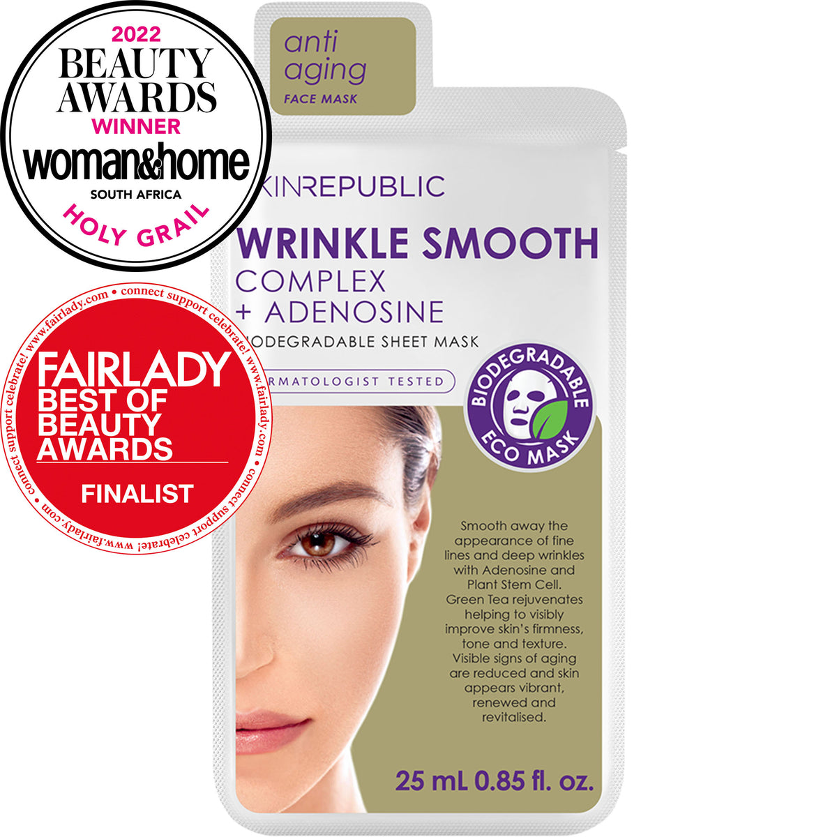 Skin Republic Wrinkle Smooth Complex + Adenosine Face Mask — visibly reduces fine lines and wrinkles