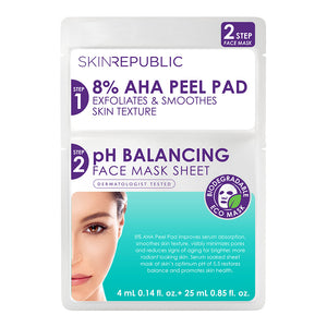 2 Step 8% AHA Peel Pad + pH Balancing Face Mask